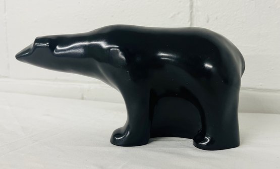 BNH  Modernist Polar Bear Figure By Pearlite Stonecraft Black Handcrafted In Canada Sculpture Animal MCM