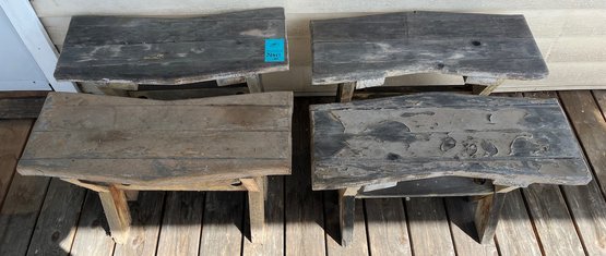 R00 Four Weathered Wooden Benches