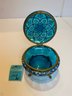 Moser Turquoise Enameled Footed Trinket Box And Shell Box