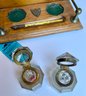 Antique Wooden Stationary Box  With Glass Ink Wells
