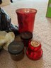 Large Candle Holders,  Desk Lamp, Picture Light, Glass Pebbles, Artificial Poinsettias