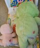 R8 Lot To Include Four Carebear Stuffiness And Doll Seat Carrier