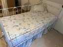 R12 Antique Iron Childs Bed With Adjustable Side And Vintage Quilt. All Bedding Included.   40in At Tallest