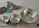 R5 Silver Plate Gorham Three Nesting Bowls With Protective Plastic Liner, Butter Serve With Glass Liner, And G
