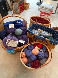 Knitting Baskets And Yarn Of Various Sizes And Colors Including: Daphne, Creative Yarn International