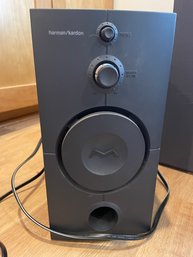 One Harman/kardon Speaker And Two Yamaha Speakers