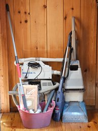 R6 Bissell Featherweight Bagless Vacuum, Hoover Deep Cleaner,  Oreck XL Vacuum, Rubbermaid Mop, And Other Vac