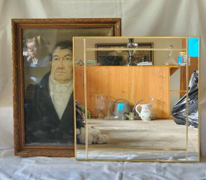 R7 Gold Decorative Wall Mirror And Vintage Portrait