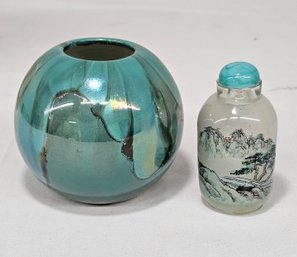 BNH Vintage Chinese Snuff Bottle And Small Ceramic Vase