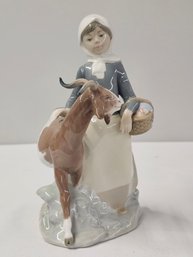 BNH Lladro 'Girl With Goat' Porcelain Figurine