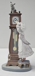 BNH Lladro 'Bedtime Girl With Grandfather Clock' Porcelain Figurine