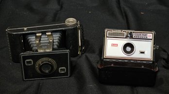 R5 Vintage Kodak Jiffy Folding Camera And Kodak Instamatic 104 Camera