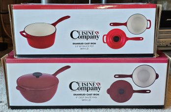 R7 Cuisine & Company Enameled Cast Iron 2.5QT Sauce Pot And 9' Deep Saut Pan