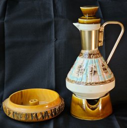 R7 Vintage 1957 C. Miller Coffee Carafe And Vintage Wooden Nut Bowl