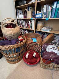Knitting Baskets And Knitting Yarn In Various Sizes And Colors Including Anny Blatt, Highlands And Islands