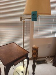 Vintage Side Table,  Metal Candle Holder, Vintage Candle And Floor Lamp
