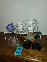Royal Windsor Fine Bone China Tea Cups, Royal Albert China Bowl, Perfume Bottles, Creamer And Sugar Bowl