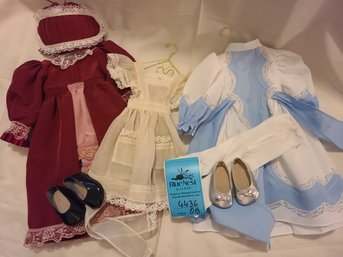 Vintage Handmade Doll Clothes Possibly For 18in Dolls. Doll Shoes And Tights.