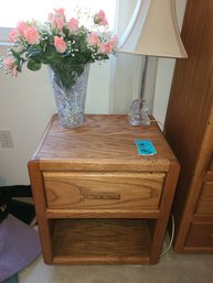 Nightstand, Lamp, And Vase