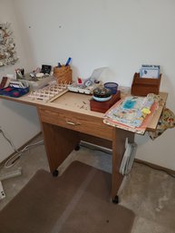 Sewing Table, Fabric, Sewing Supplies, Baskets