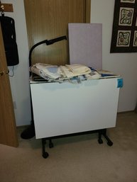 Extendable Sewing Table, Lamp, Fabric, Homemade Fabric Board