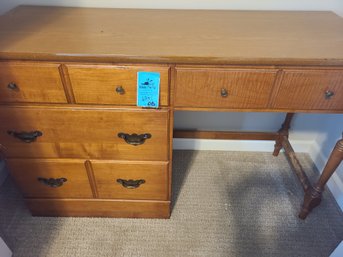 Valley Forge By Baumritter Maple Desk With Four Drawers.  Desk Measures About 48in X18in X30in. Loc. Upstairs