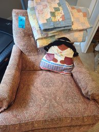 Revolving Rocker/Accent Chair, Quilt And Two Matching Pillow Covers.