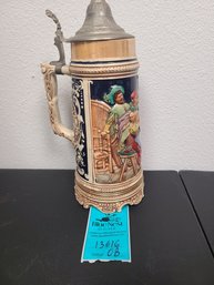 Beer Stein 12in Tall With Music Box Thorens Movement Harry Lime Theme Made In Switzerland