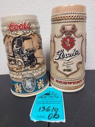 Coors Beer Stein And Stroh's Beer Stein Both Come With Certificate Of Authenticity
