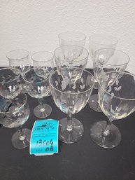 Crystal Glasses Eleven In Total 5in Tall And 6.5in Tall