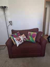 Twin Size Pull Out Couch With Pillows, Lamp And Belkin Charge Port