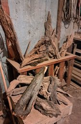 Various Driftwood, Wood Table, Wood Crib.