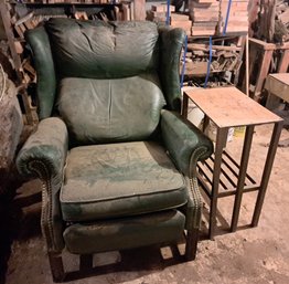 Leather Lounge Chair And Wooden Table