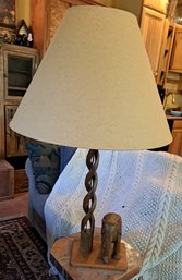 Wood Hand Carved African Elephant Lamp