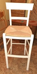 Wood Framed Wicker Bar Stool.