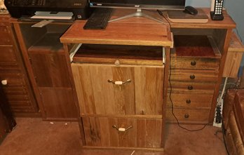 Wood Desk With Cupboards And Drawers