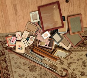 Recorders, Music Book Stand, Walking Cane, Picture Frames, Playing Cards.