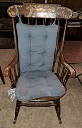 Wood Rocking Chair With Cushions.