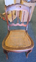 Wooden Chair With Wicker Seat