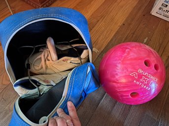 Bowling Ball, Bowling Shoes And Carry Bag