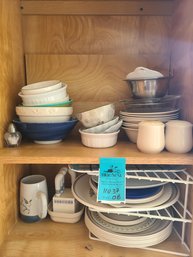 Corelle Dishes And Bowls, Pyrex Bowl, Butter Knives,  Small Corningware Dishes And Salt And Pepper Shakers