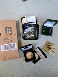 Various Jewelry, Magnetic Clasps, Alaska Mint Coins, Hair Clips