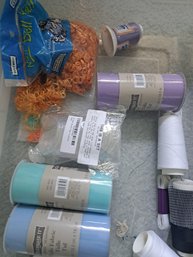 Tubs Of Yarn, Serger Thread, Tulle Fabric, Kids Blocks And Doll Hair