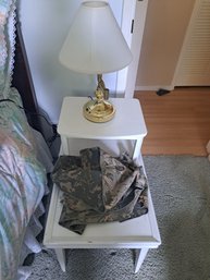 Two Tier Side Table, Lamp And Table Runner