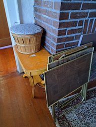 Side Table, 6 Folding TV Tables, Small Stool With Craft Supplies