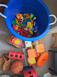 Children's Toys, Plastic Tub And Yoga Ball