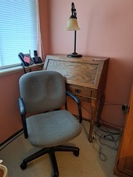 Secretary Desk, Desk Lamp And Desk Chair