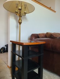 Side Table With Shelves Measuring 15inx20inx26in And Floor Lamp With Shade 61in Tall
