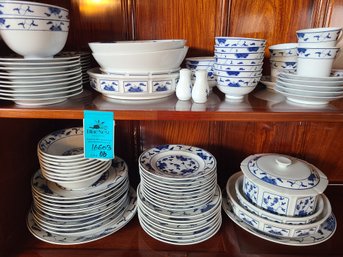 Dish Set Made In Taiwan. Includes Various Size Plates, Bowls, Cups With Saucers,  Platters, Soup Tureen, Salt
