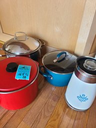 Corningware Percolator And Three Pots Of Different Brands
